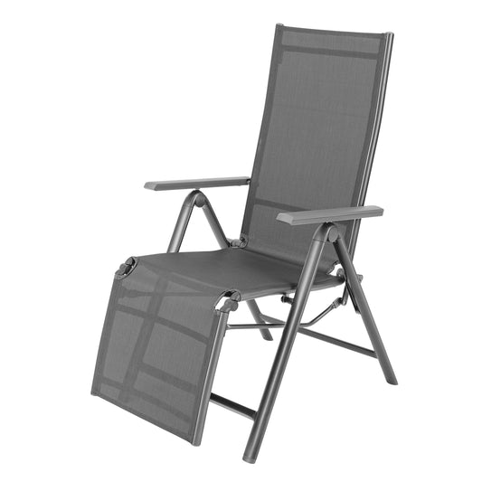 Patiojoy 2PCS Outdoor Adjustable Reclining Chair High Back Recliner Folding Lounge Chair Gray