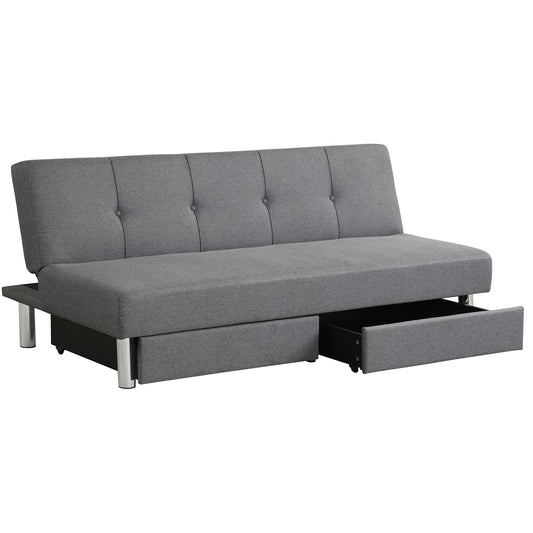 Topbuy 3-Seat Adjustable Sofa Bed Long Sofa with 2 Drawer with 3 Adjustable Angles
