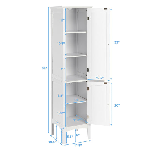 Topbuy Tall Freestanding Bathroom Storage Cabinet with 5-Tier&2 doors for living room&bathroom