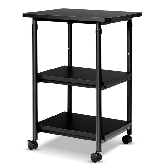 Topbuy 3-Tier Adjustable Rolling Under Desk Printer Cart with 3 Storage Shelves Printer Stand for home office Brown/Black/White