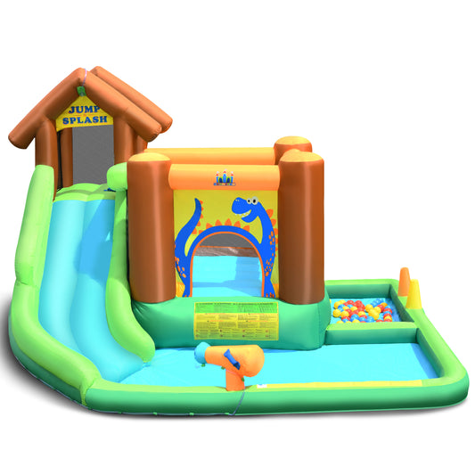 Topbuy Inflatable Waterslide Bounce House Kids 6 in 1 Water Slide Jumping Park with Air Blower
