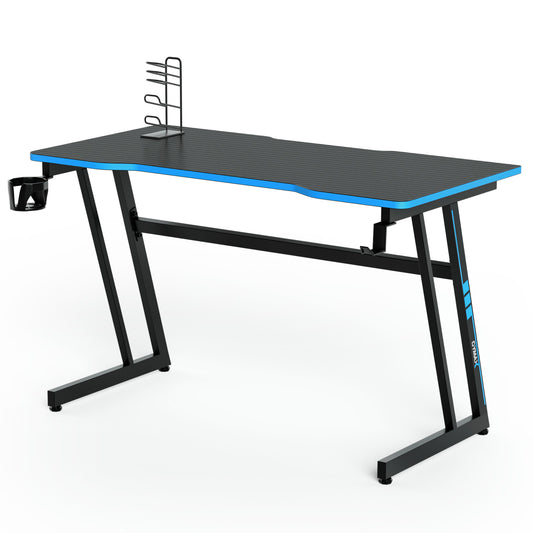 Topbuy Z-Shaped Ergonomic Gaming Desk with Headphone Hook Computer&Office Desk Blue/Red