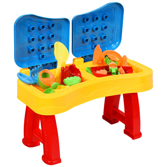 Topbuy 2-in-1 Kids Sand and Water Table Beach Play Activity Table with 31 Pcs Accessories for Outdoor&Indoor