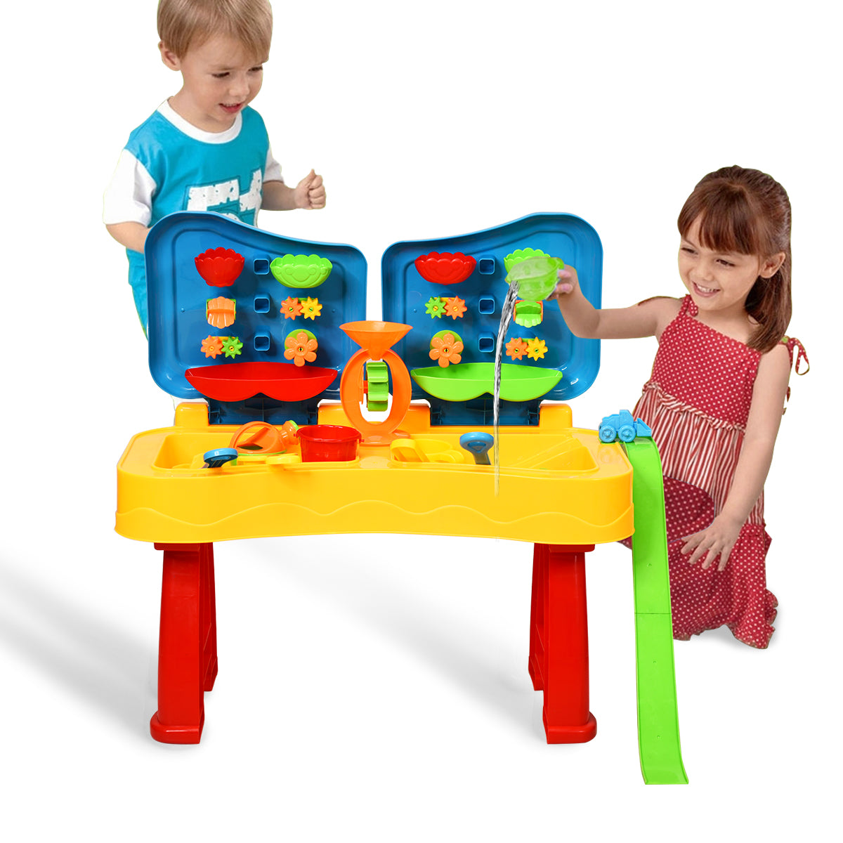 Topbuy 2-in-1 Kids Sand and Water Table Beach Play Activity Table with 31 Pcs Accessories for Outdoor&Indoor