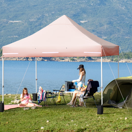 Patiojoy 10x10ft Pop up Tent 4 Height Adjustment Folding Tent with Awning Pink/Blue/Grey/White