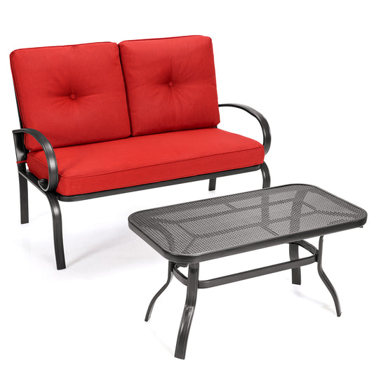 Patiojoy LoveSeat Table Set Furniture Outdoor Garden