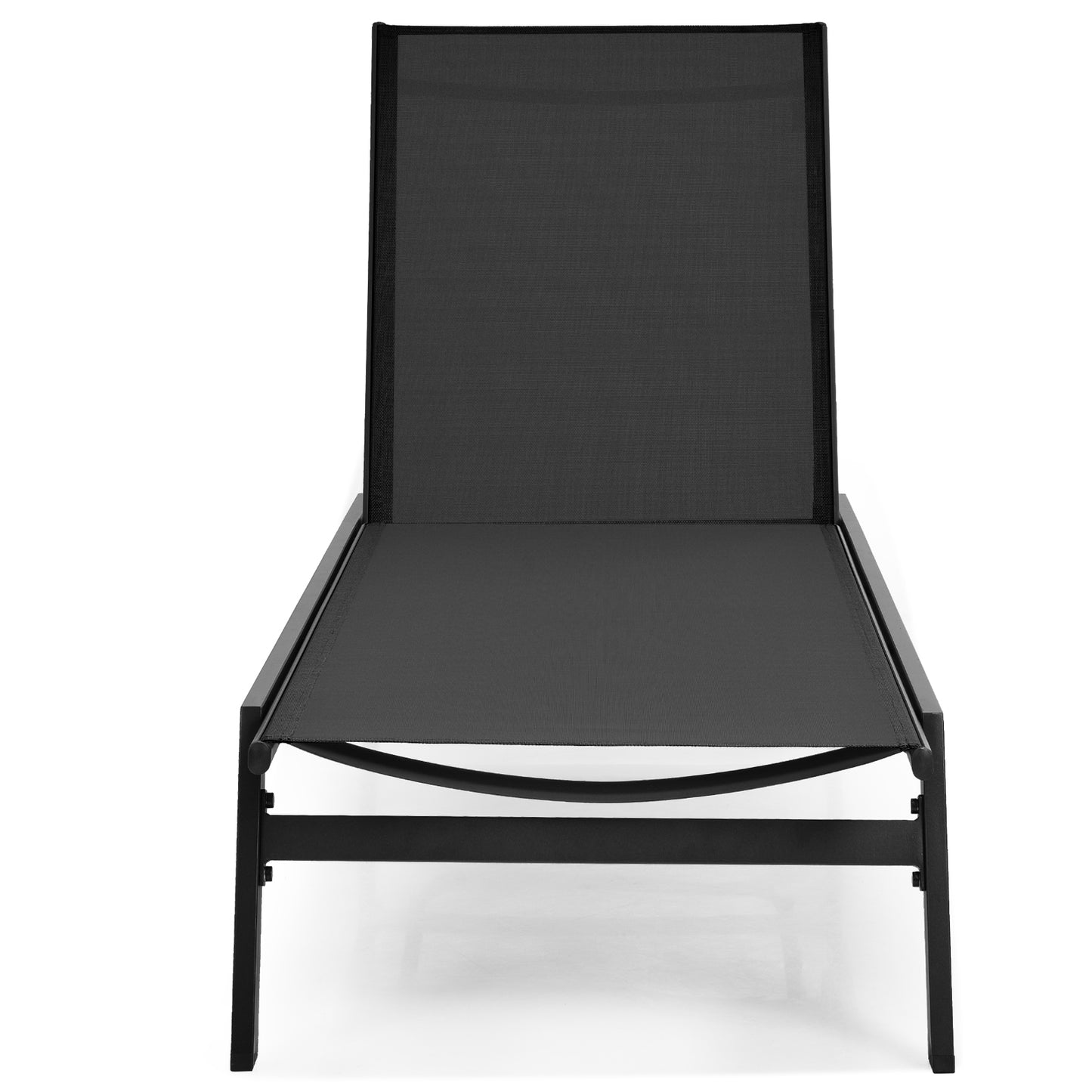 Patiojoy Patio Chaise Lounger with 6-Postion Adjustable Backrest and Breathable Fabric Black