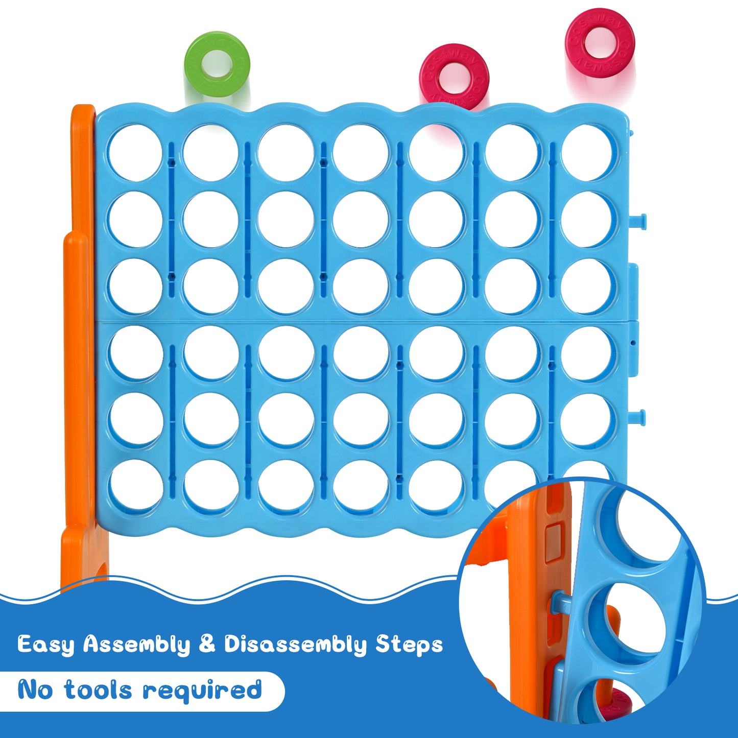 Topbuy 4-to-Score Giant Game Set for Kids Educational Toys with Ring Game and Basketball Hoop Indoor Outdoor Blue/Green/Red/Orange