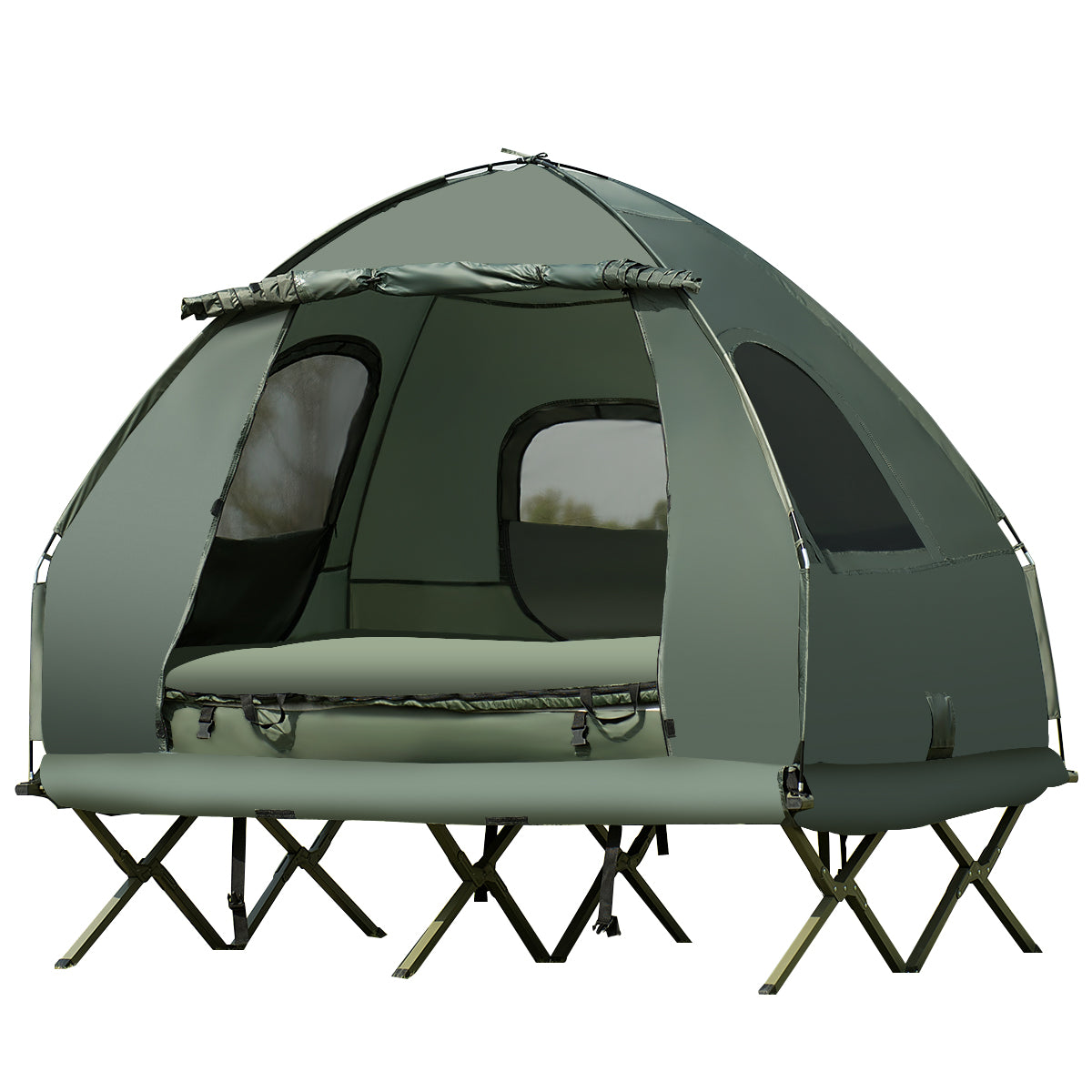 Patiojoy Folding 2-Person Camping Tent Cot Portable Pop-Up Tent with Sleeping Bag&Air Mattress for Outdoor Activity