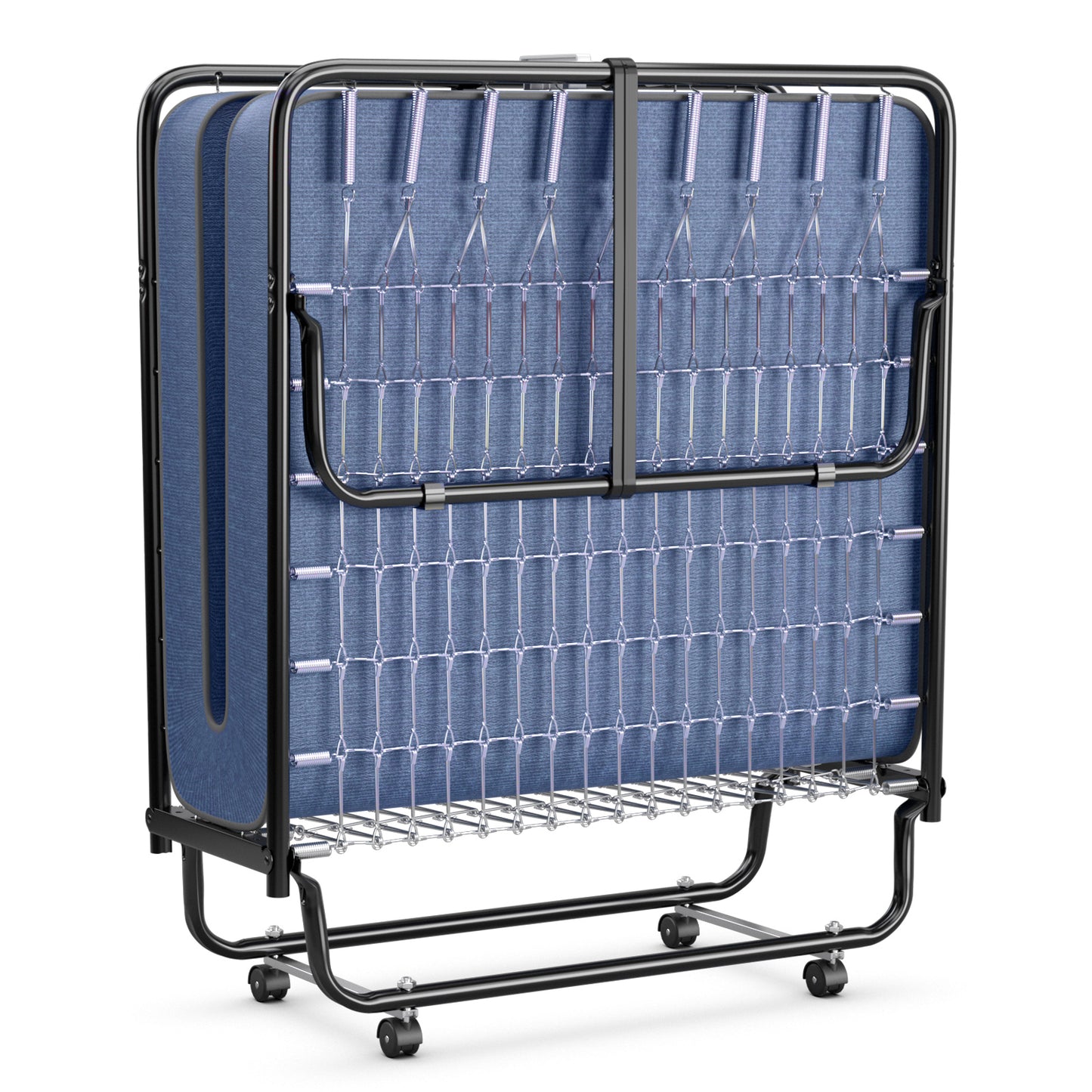 Topbuy Folding Bed Mattress with Swivel Casters Twin Portable Foldable Guest Bed with Sturdy Metal Frame