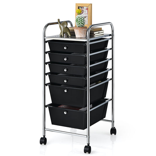 Topbuy 6 Drawer Scrapbook Paper Organizer Rolling Storage Cart for Office School Black