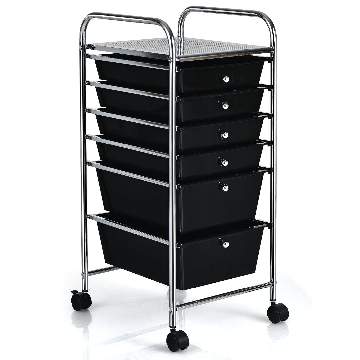 Topbuy 6 Drawer Scrapbook Paper Organizer Rolling Storage Cart for Office School Black