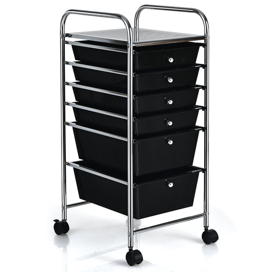 Topbuy 6 Drawer Scrapbook Paper Organizer Rolling Storage Cart for Office School Black