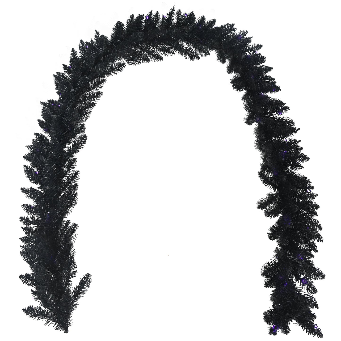 Topbuy 9FT Pre-lit Halloween Garland, Artificial Halloween Rattan W/ 50 Purple LED Lights 6H Timer Battery-powered Waterproof