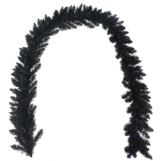 Topbuy 9FT Pre-lit Halloween Garland, Artificial Halloween Rattan W/ 50 Purple LED Lights 6H Timer Battery-powered Waterproof