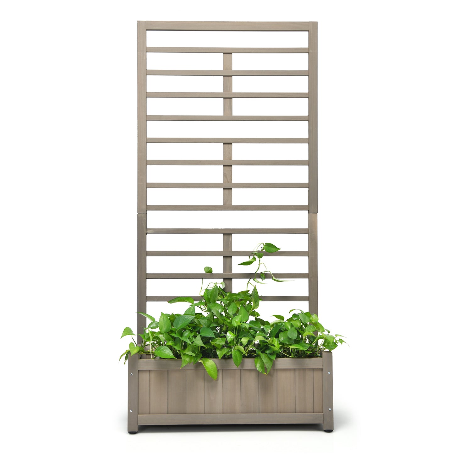 Topbuy 68'' Wood Planter Box with Trellis Plant Raised Bed for Flower Climbing for Garden Balcony Patio Yard
