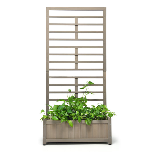 Topbuy 68'' Wood Planter Box with Trellis Plant Raised Bed for Flower Climbing for Garden Balcony Patio Yard