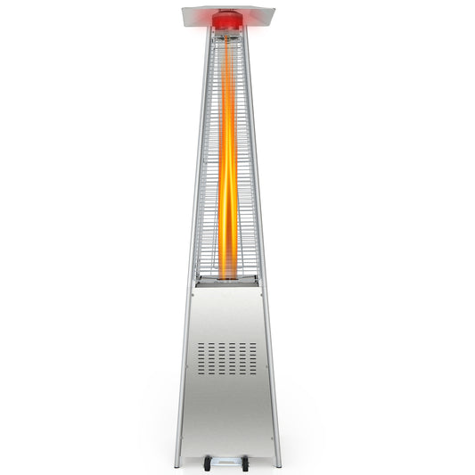 Topbuy 90'' Pyramid Patio Heater with Electronic Ignition System 42,000 BTU Gas Porch and Deck Heater with Wheels