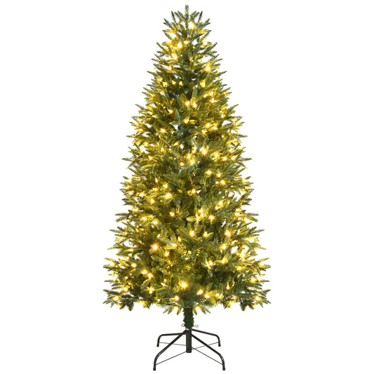 Topbuy 6FT/7FT/8FT Pre-Lit Christmas Tree Artificial Xmas Tree W/ 350/450/600 Replaceable Dual Color LED Lights