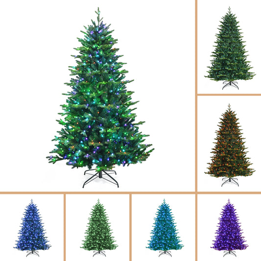 Topbuy 6FT/7FT/8FT APP Controlled Christmas Tree PE/PVC Xmas Tree w/ 420/540/670 Color Changing LED Lights & 1740/2324/2956 Branch Tips