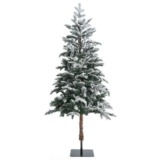 Topbuy 6ft Artificial Snow Flocked Pencil Christmas Tree Pre-Lit Faux-Pine Tree W/250 Warm White LED Lights