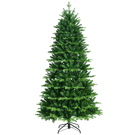 Topbuy Realistic Pre-Lit Christmas Tree 6FT/7FT/8FT Hinged Artificial Pine Tree W/ 310/450/620 LED Lights & 1664/2458/3402 New Tips