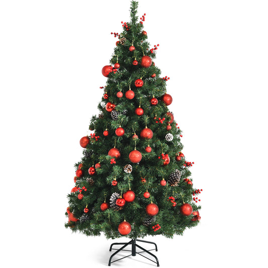 Topbuy 5ft/6ft/7ft Pre-lit Christmas Tree Artificial Christmas Tree Includes 150/250/350 LED Lights & 552/802/1178 Branch Tips