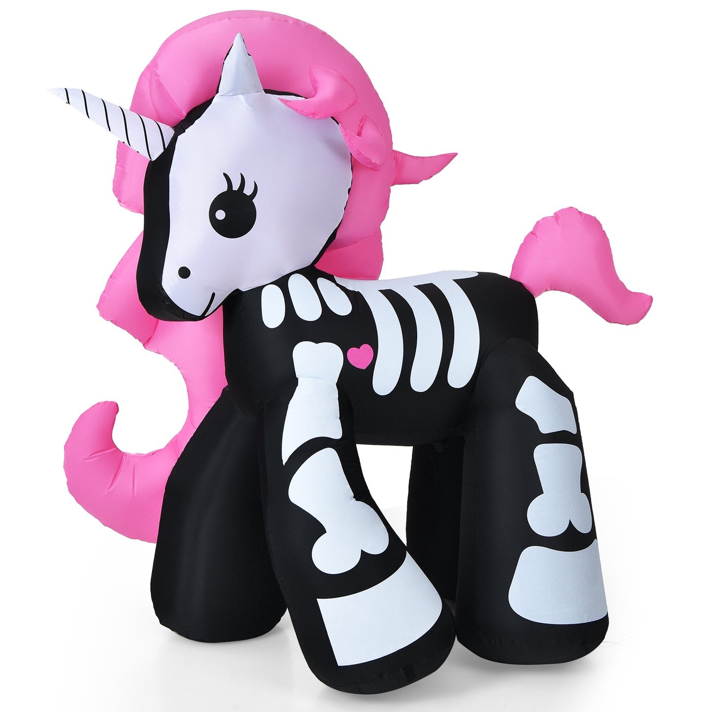 Topbuy 5.5 FT Halloween Inflatable Skeleton Unicorn with Build-in LED Lights & Blower Blow Up Yard Decorations