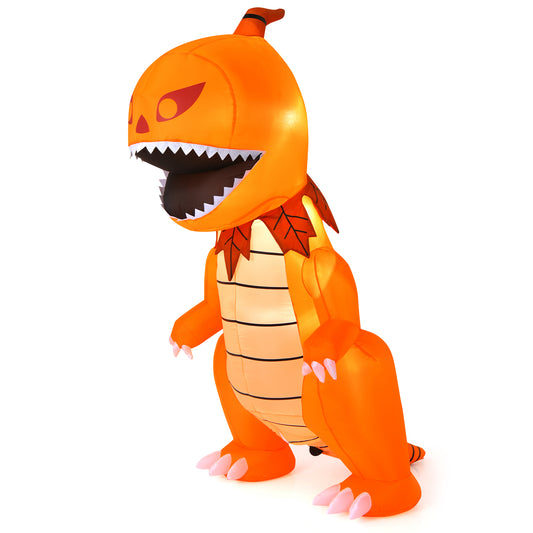 Topbuy 8FT Halloween Inflatable Pumpkin Head Dinosaur Blow Up Halloween Decoration with LED Lights&Blower