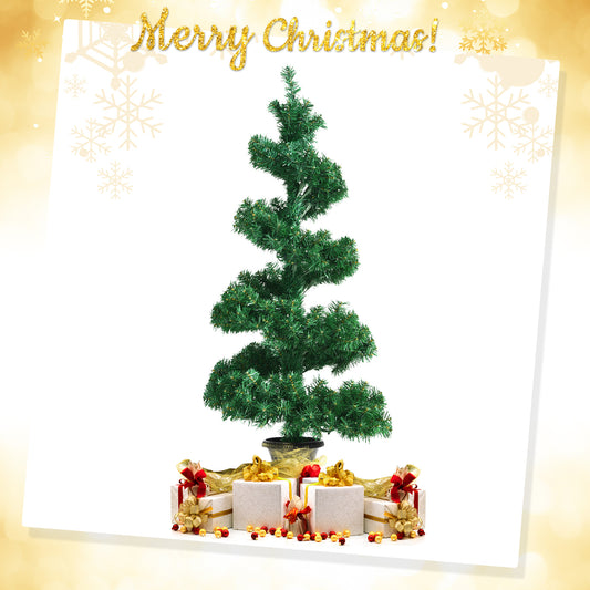 Topbuy Pre-Lit Lifelike Spiral Christmas Tree Topiary Artificial Xmas Tree W/ 150 LED Lights