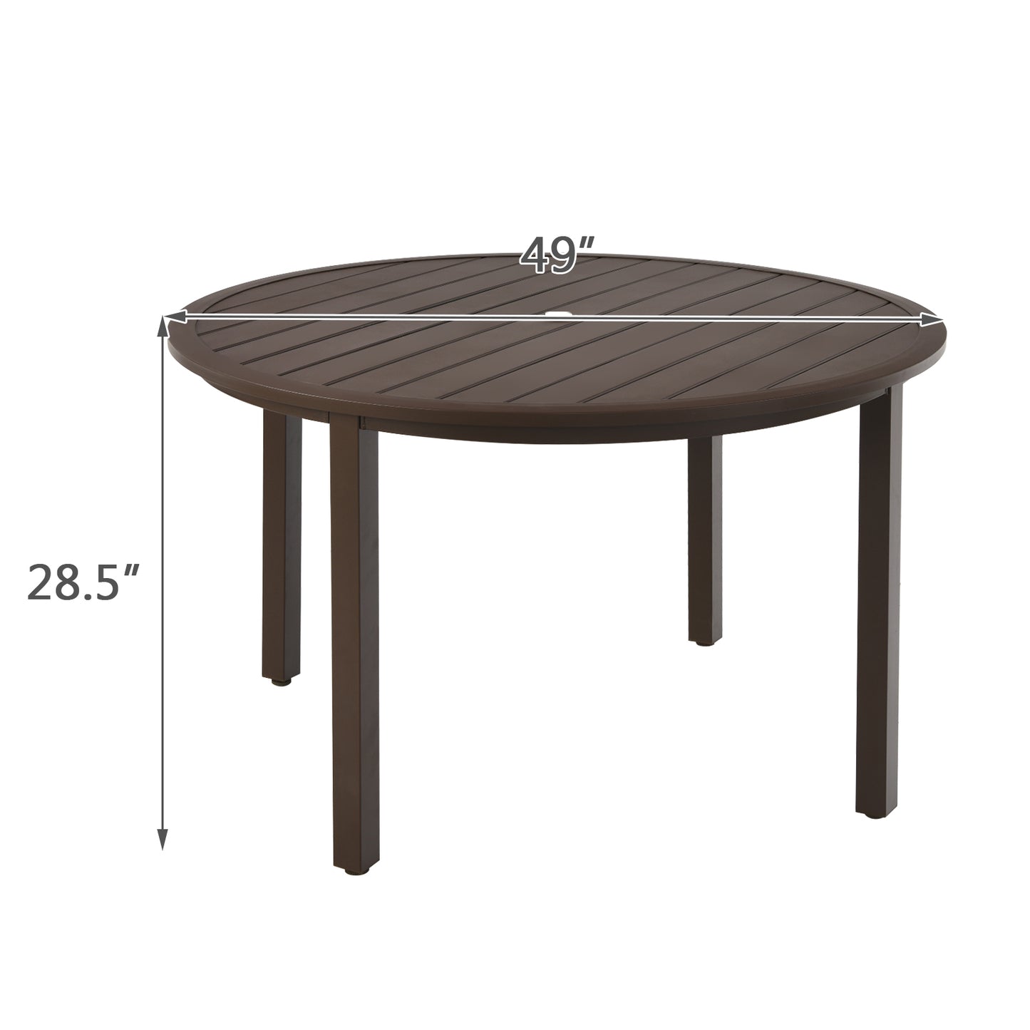 Patiojoy 49'' Patio Dining Table All Weather Round Metal Table w/1.5'' Umbrella Hole
