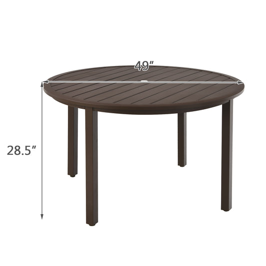 Patiojoy 49'' Patio Dining Table All Weather Round Metal Table w/1.5'' Umbrella Hole