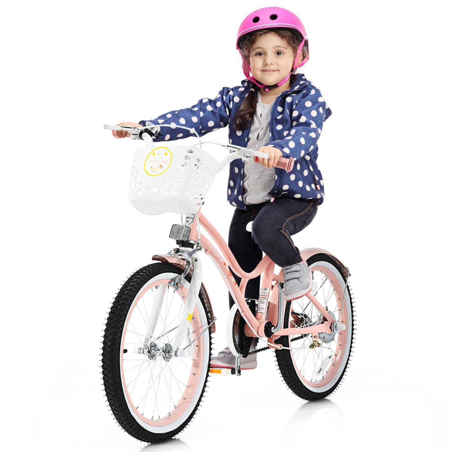 Topbuy 18'' Kids Bike w/Removable Training Wheels &Adjustable Seat Toddlers Freestyle Adjustable Bicycle Purple/Pink
