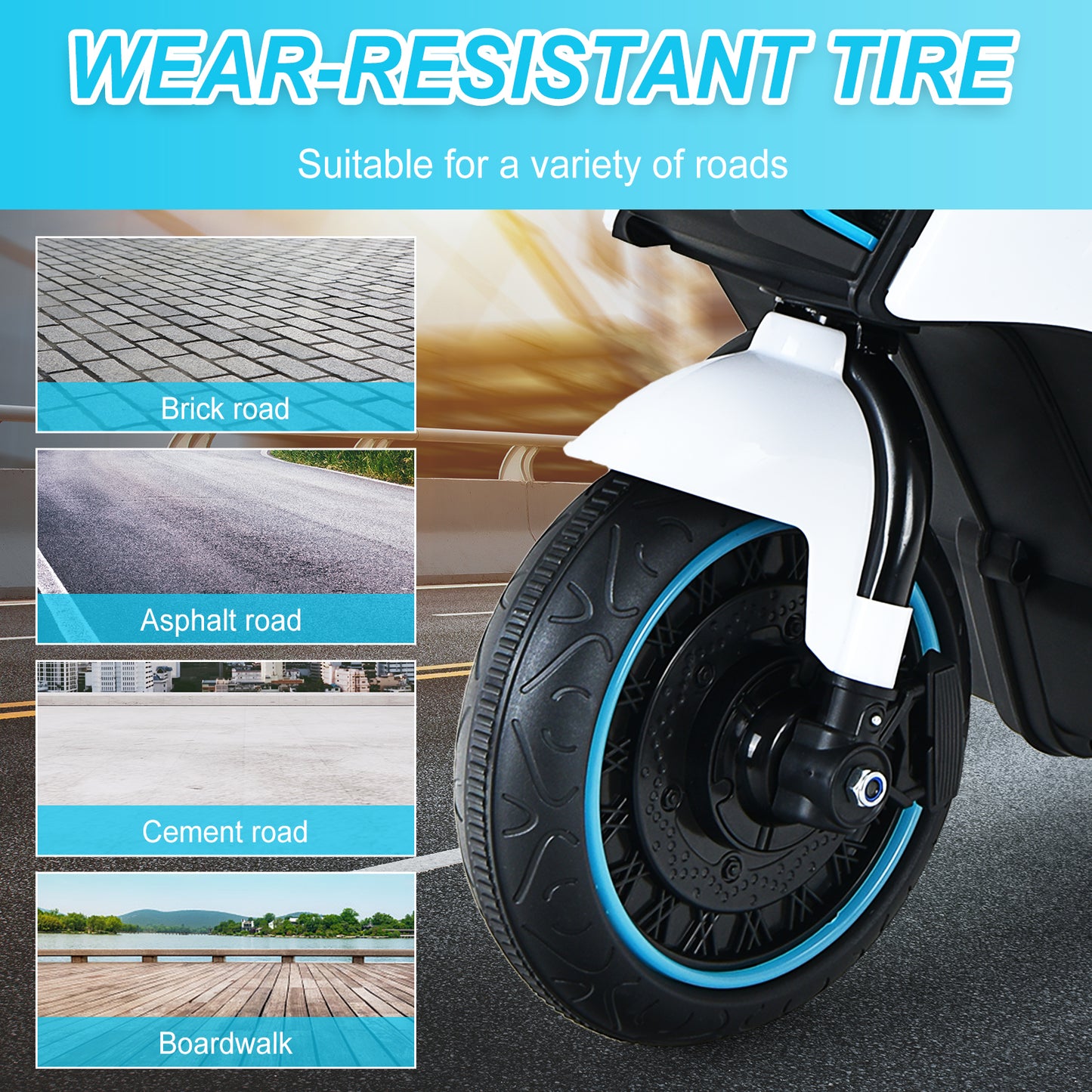 Topbuy Ride on Motorcycle 6V Battery Powered with LED Lights&High/Low Speed 3-Wheeler Ride On Motorcycle Black/Pink/Red/White