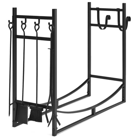 Topbuy 36'' Firewood Rack with Tool Set 36'' Fireplace Log Holder for Indoor&Outdoor Wood Stacker Lumbar Storage Organizer