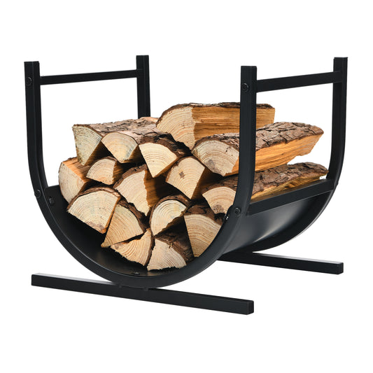 Topbuy 17''U-Shaped Firewood Rack Heavy-Duty Iron Log Rack with Stable Base for Indoor&Outdoor Wood Stacker Storage Organizer