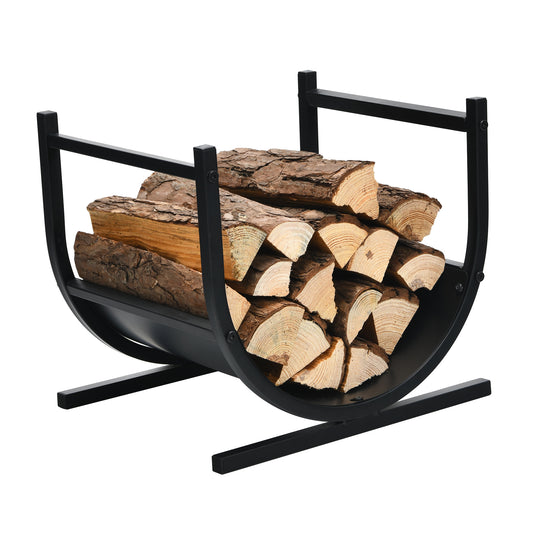 Topbuy 17''U-Shaped Firewood Rack Heavy-Duty Iron Log Rack with Stable Base for Indoor&Outdoor Wood Stacker Storage Organizer
