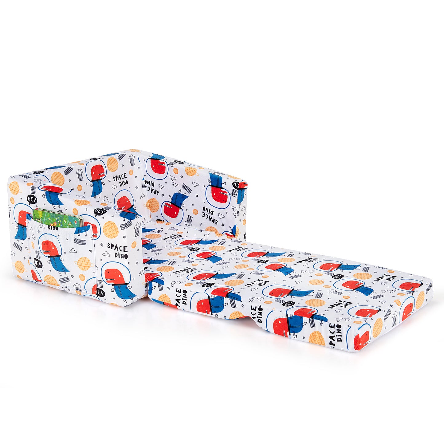 Topbuy 2-in-1 Convertible Kids Sofa Flip Open Couch w/Sturdy Sponge Construction&Velvet Fabric White&Red&Blue