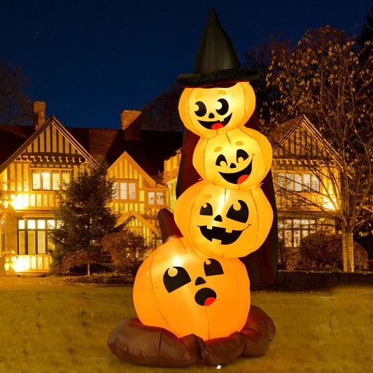 Topbuy 7 FT Halloween Inflatable Pumpkin Combo Blow up Pumpkins w/ Witch?¡¥s Hat with Build-in LED Lights & Blower