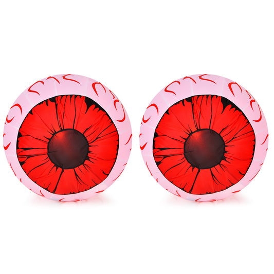 Topbuy 2 Pack 3 FT Halloween Inflatable Eyeballs w/ Air Blower & Red LED Lights Blow-Up Halloween Decoration