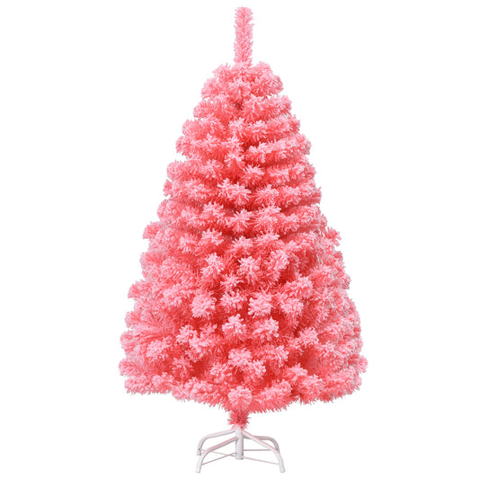 Topbuy Pink Christmas Tree 4.5Ft/6.5Ft/7.5Ft Xmas Decoration Tree w/ 348/884/1364 Snow Flocked PVC Tips & Metal Stand