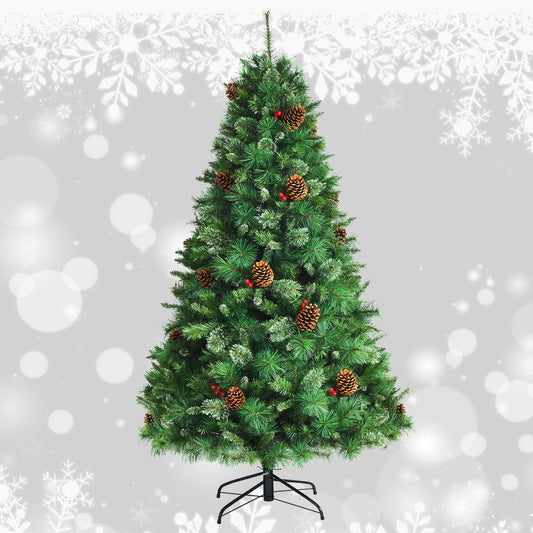 Topbuy 6ft/7ft/8ft Pre-lit Christmas Tree Artificial Christmas Pine Tree w/ 350/500/700 LED Lights & 814/1146/1750 Branch Tips
