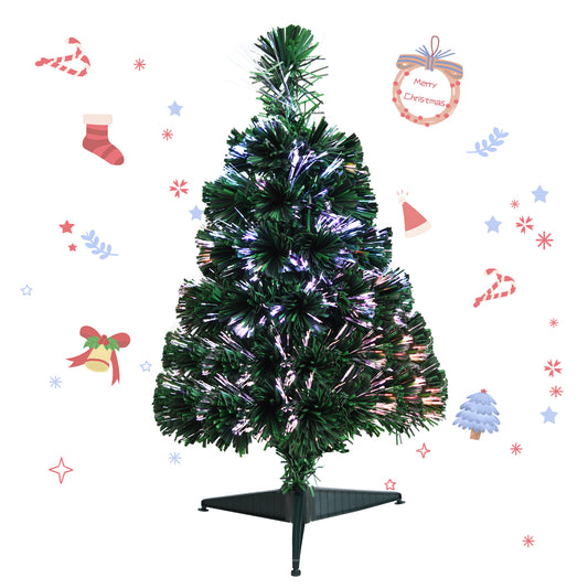 Topbuy 2ft Pre-lit Christmas Tree Color Changing Fiber Optic Tree w/ 60 Branch Tips