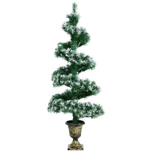 Topbuy Pre-Lit Topiary Artificial Entrance Tree 4FT Spiral PVC Festival Tree W/ 364 PVC Tips