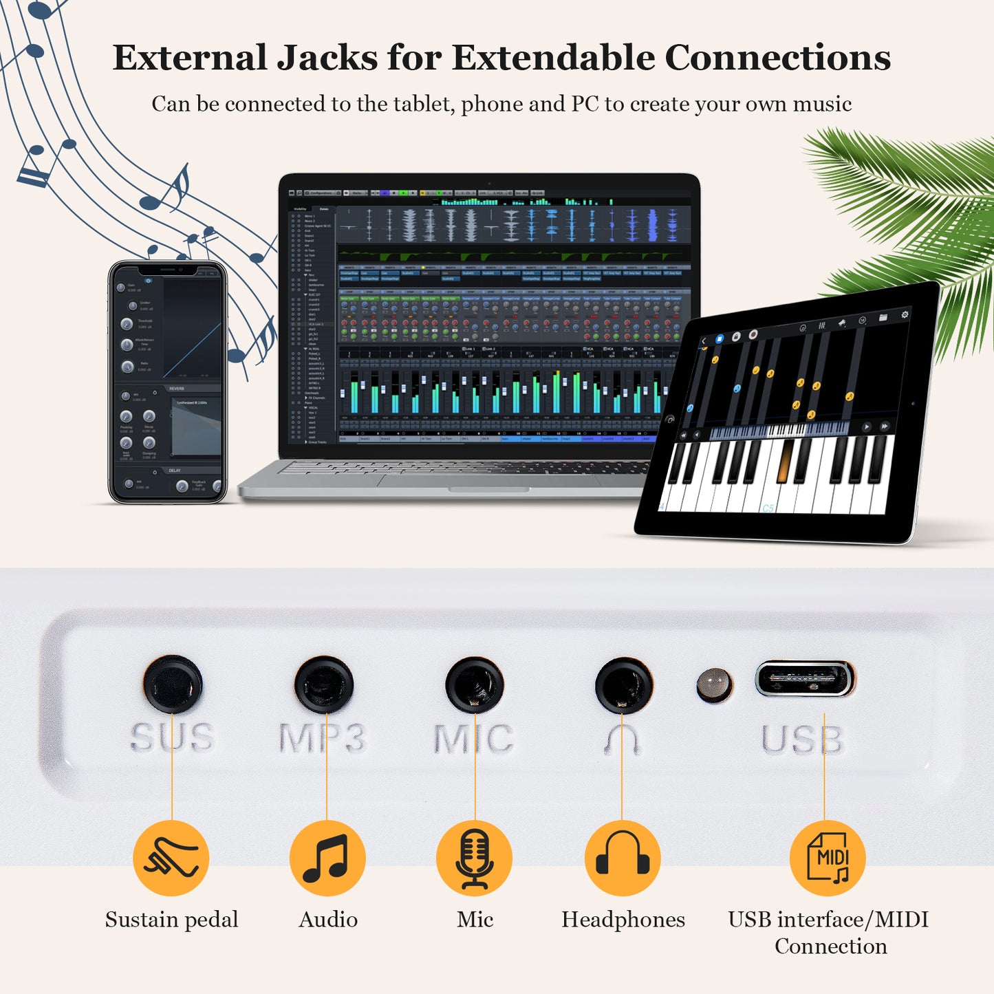 Topbuy 88-Key Foldable Digital Piano Keyboard Semi Weighted Piano Keyboard Full Size Lighted Keys for Beginner Black/White