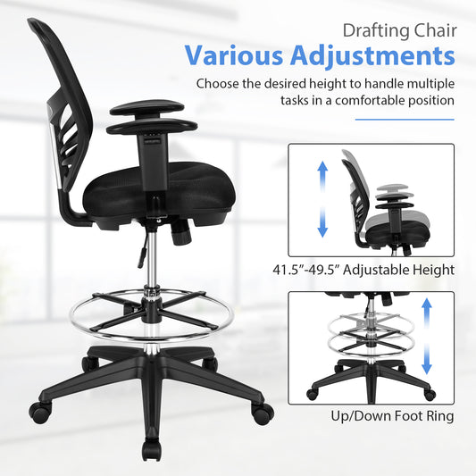 Topbuy Ergonomic Office Chair w/Retractable Footrest High Back Reclining Executive Chair w/Adjustable Headrest Black/Grey