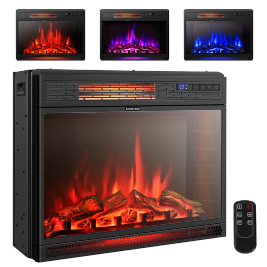 Topbuy 25'' Electric Fireplace Wall Recessed Electric Heater w/Remote Control Touch Screen Thermostat Timer