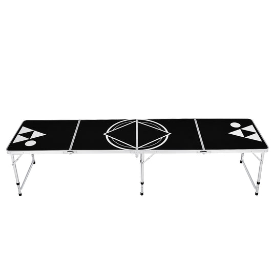 Topbuy 8 Ft Beer Pong Table Portable Party Drinking Game Table Foldable Tailgate Table W/ 2-Level Adjustable Height for Outdoor&Indoor