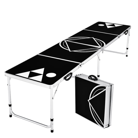 Topbuy 8 Ft Beer Pong Table Portable Party Drinking Game Table Foldable Tailgate Table W/ 2-Level Adjustable Height for Outdoor&Indoor