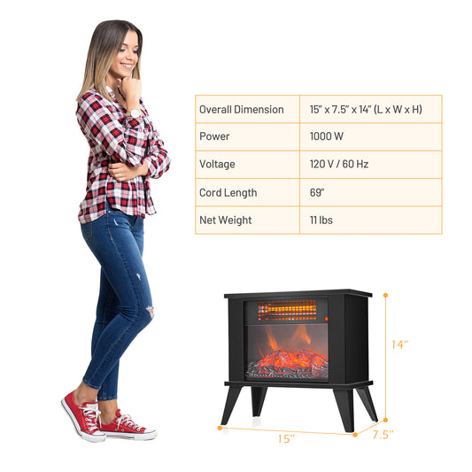 Topbuy 14'' Electric Fireplace Heater Portable Infrared Stove w/Adjustable Temperature for Small Space